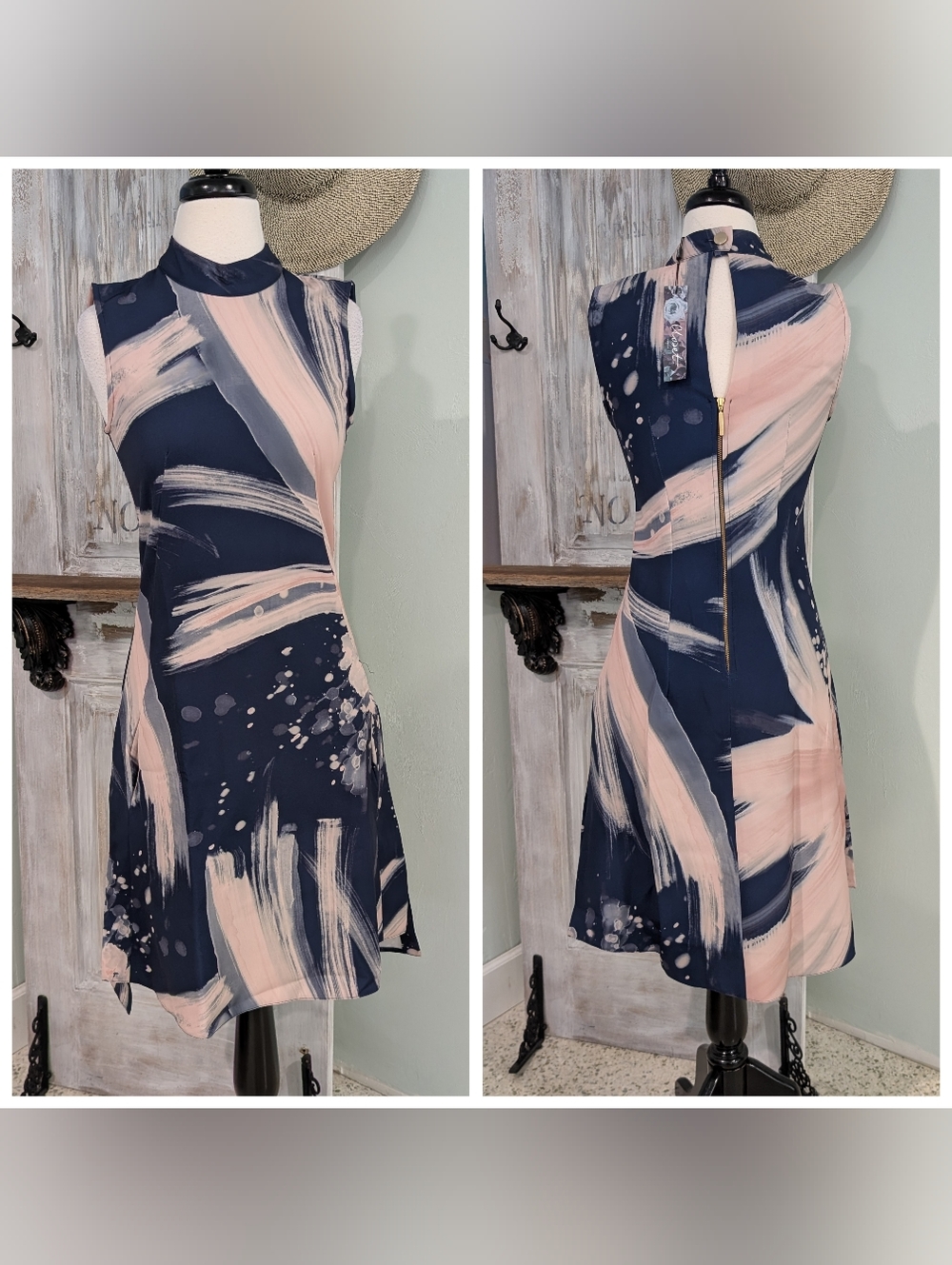 NWT Closet London Abstract Brush stroke Dress